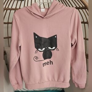 Funny Cat Print Youth Long Sleeve Hoodie Sweatshirt 13-14Y Unisex